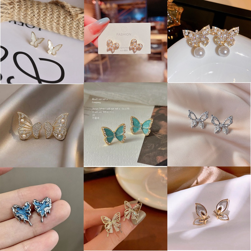 S925 Silver Needle Crystal Butterfly Earrings, a must-have for women, are a versatile, light luxury, and stylish earring accessory collection with a delicate fragrance style full figure