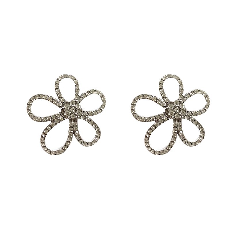 Xiaohongshu's best-selling sparkling diamond stud earrings 2025 new trendy earrings for women, Korean style, popular flower-shaped slimming earrings Item Picture