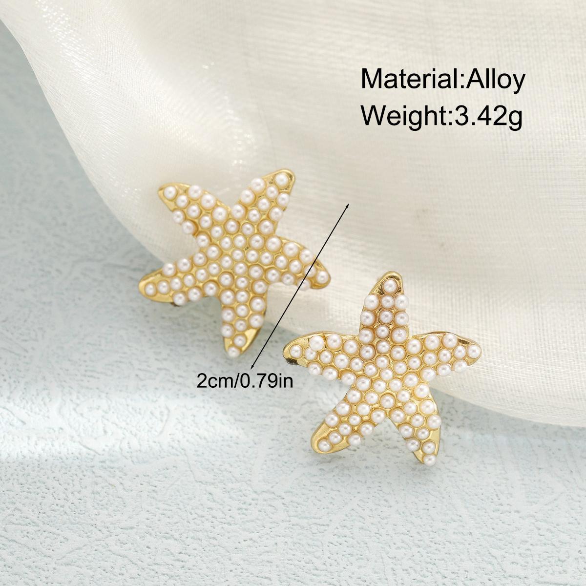 shein, a best-selling cross-border product from Europe and America, is a creative and fashionable female earring with a sea star full of pearls details Picture