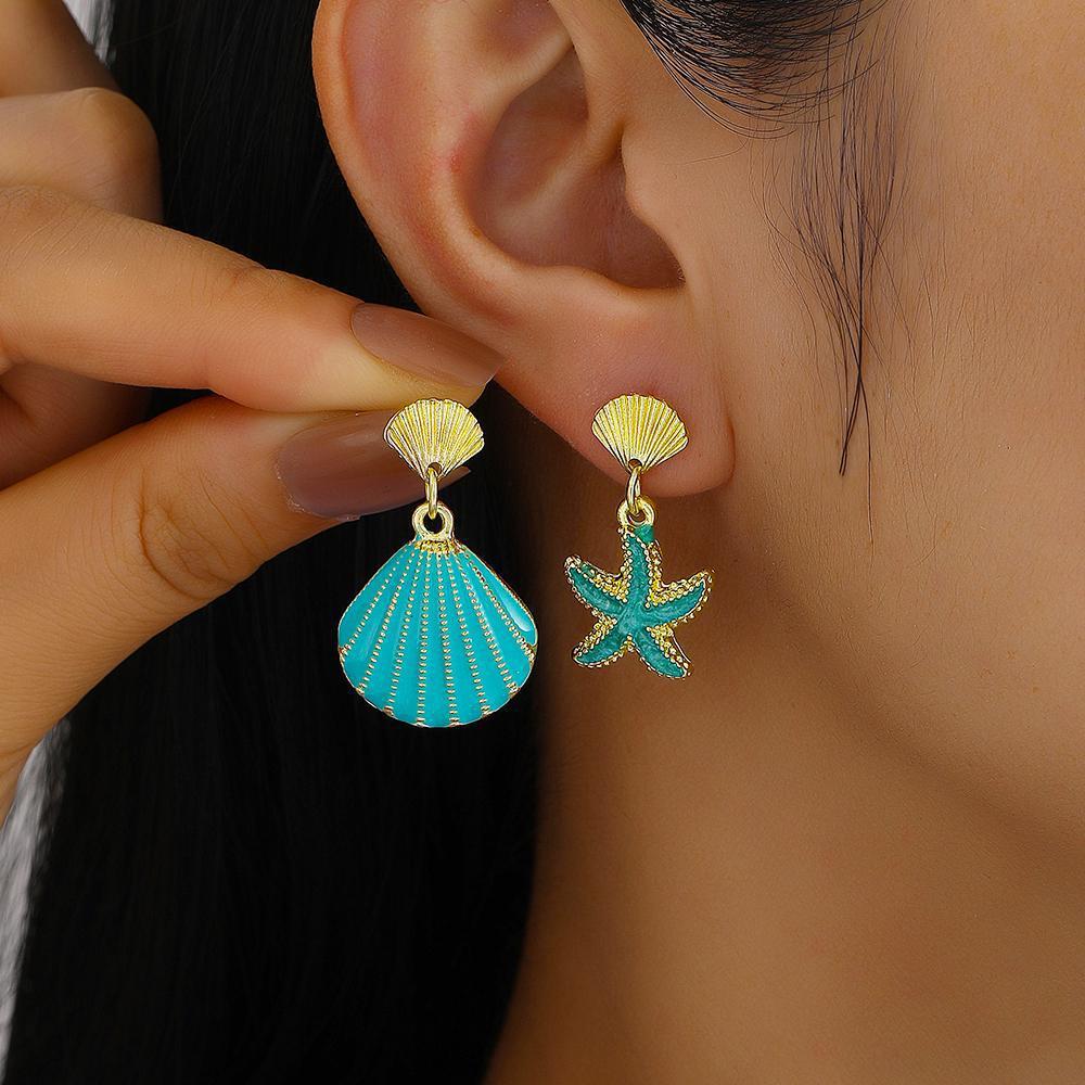 shein's best-selling asymmetrical starfish earrings for summer beach vacations with a European and American oceanic style full figure