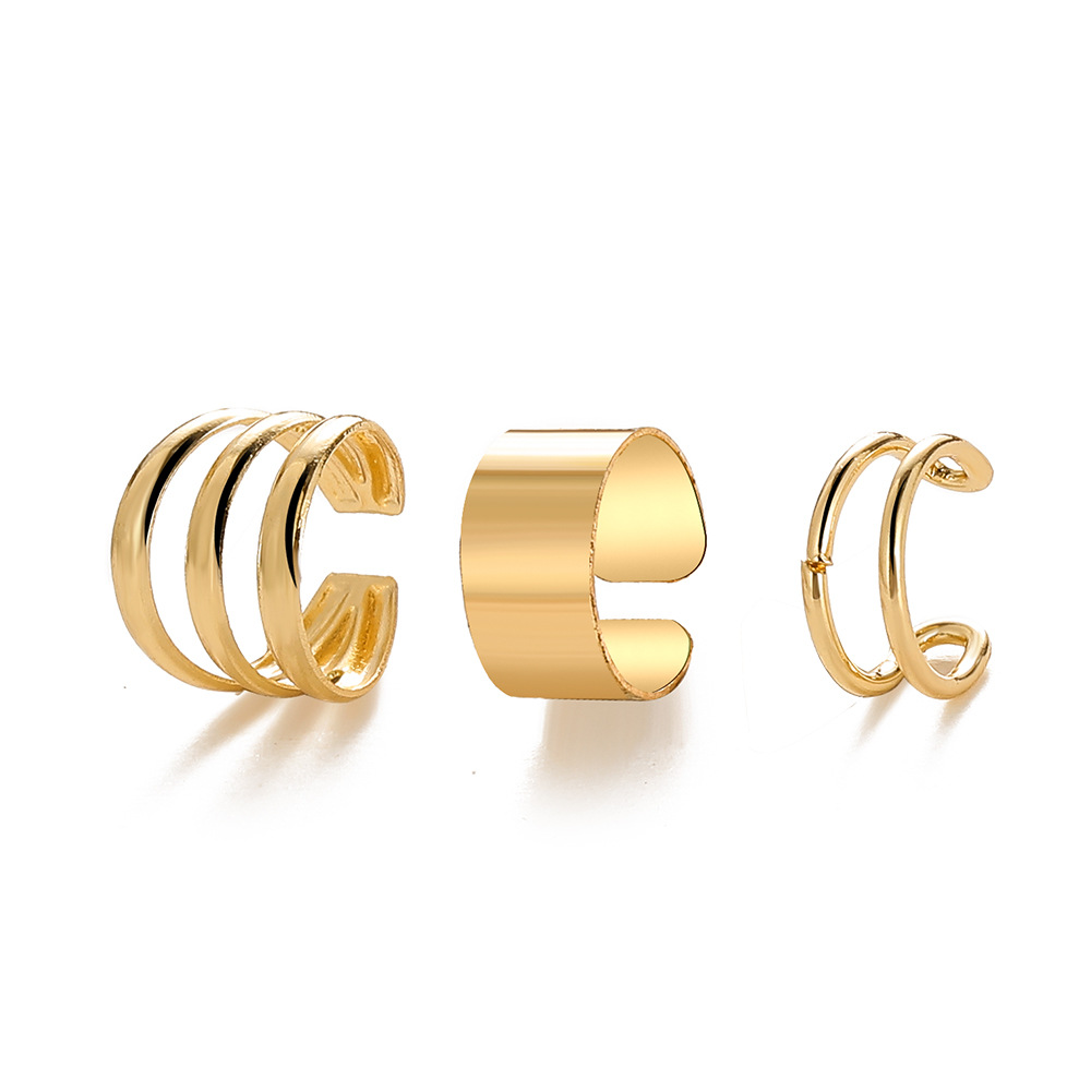 Wholesale of the new creative and simple five-piece set of ear bone clips without ear holes, cross-border perforated multi-layer earrings and C-shaped ear clips Item Picture