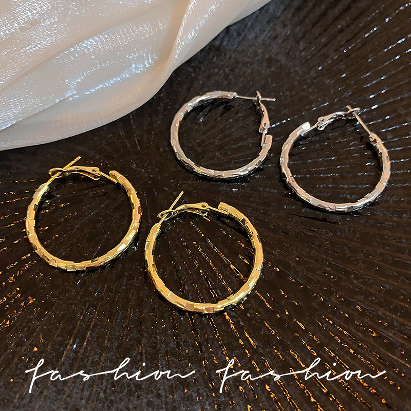 Simple silver ring earrings, a new bestseller in 2025, with a high-end feel. The ear loops and ear rings are niche design earrings for women details Picture
