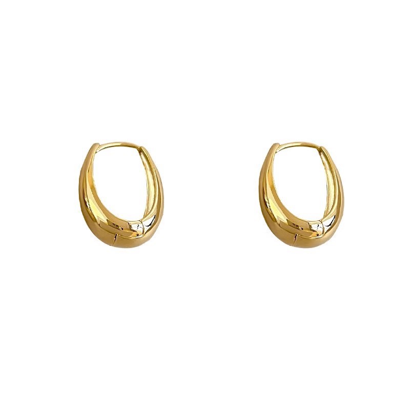 Oval plain ring ear buckle Women's 2025 new best-selling ins high-end style earrings, Korean-style fashionable and versatile round face earrings Item Picture