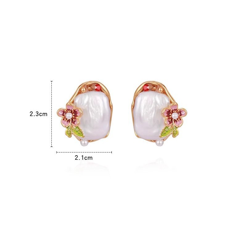 Monet's Garden Irregular Baroque natural large pearl stud earrings, women's design sense, niche earrings, high-end earrings Item Picture