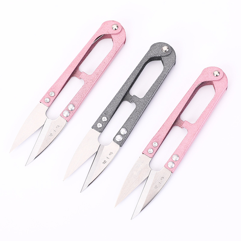 Zhang Xiaquan thread scissors in stock, household U-shaped small spring scissors, industrial tailor's pointed scissors, mini yarn scissors wholesale details Picture