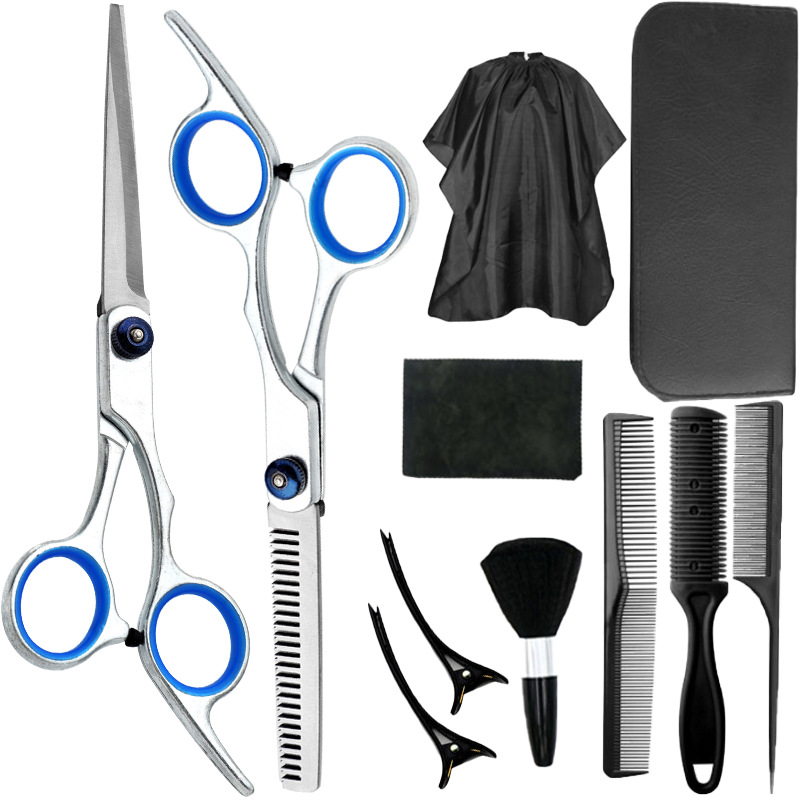 Factory wholesale of stainless steel hairdressing scissors, 6-inch sets, hair care scissors, beauty products, flat scissors, teeth scissors, mid-range scissors undefined
