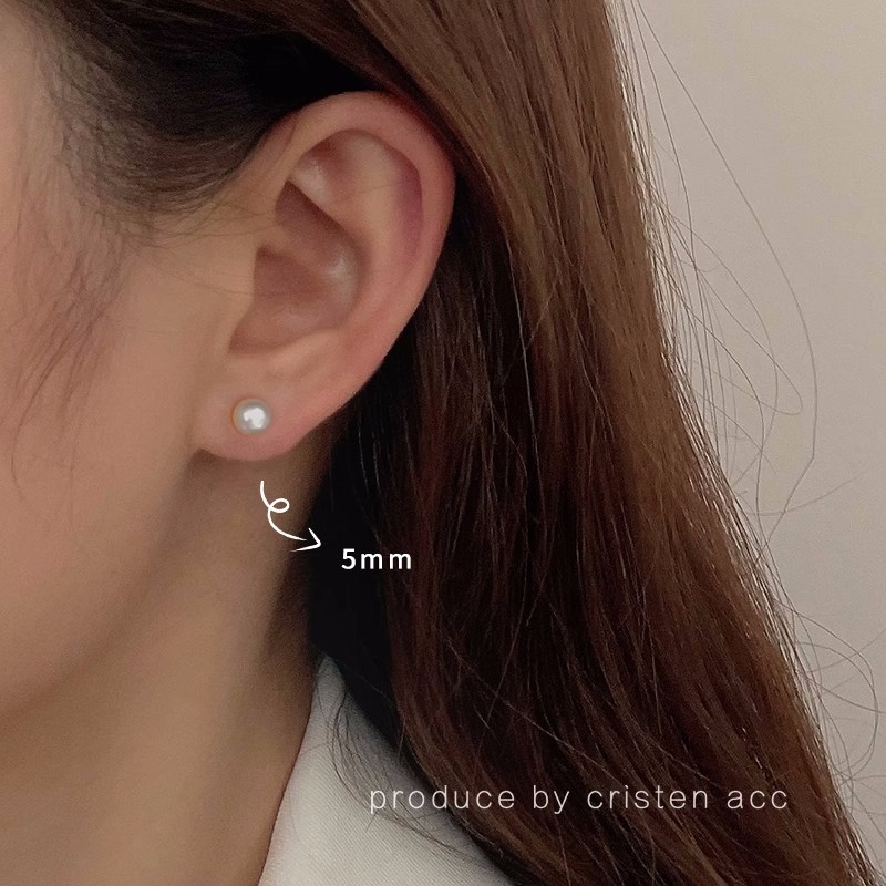 Mini simple pearl stud earrings set, Japanese and Korean style versatile ear piercing earrings for women S925 silver needle earrings wholesale Specification drawing