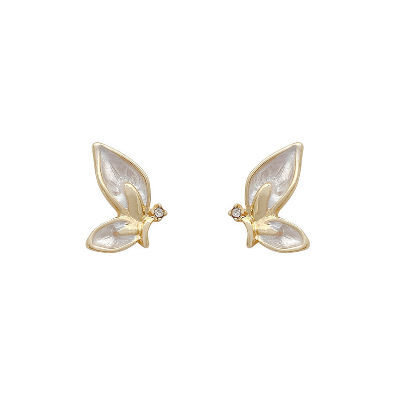 925 Silver Needle, super ethereal butterfly earrings, women's oil drop, unique design sense, stud earrings, ins style, niche and simple earrings Item Picture