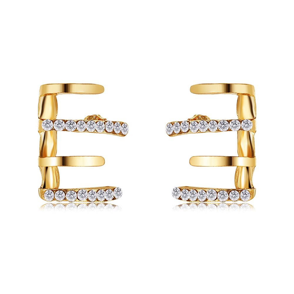 TEMU's best-selling four-prong ear stud earrings feature a creative and simple design with rhinestones and a cold style. The arc-shaped four-prong stud earrings exude a sense of design Item Picture