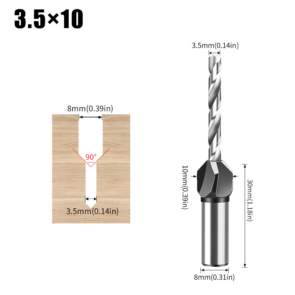 Woodworking limit four-edge counterbore drill, alloy head conical drill, adjustable depth step drill, hidden screw counterbore undefined