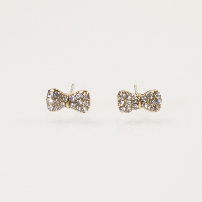 Dongdaemun 925 silver needle exquisite bow earrings, full diamond tassel earrings, elegant and fashionable rhinestone stud earrings full figure