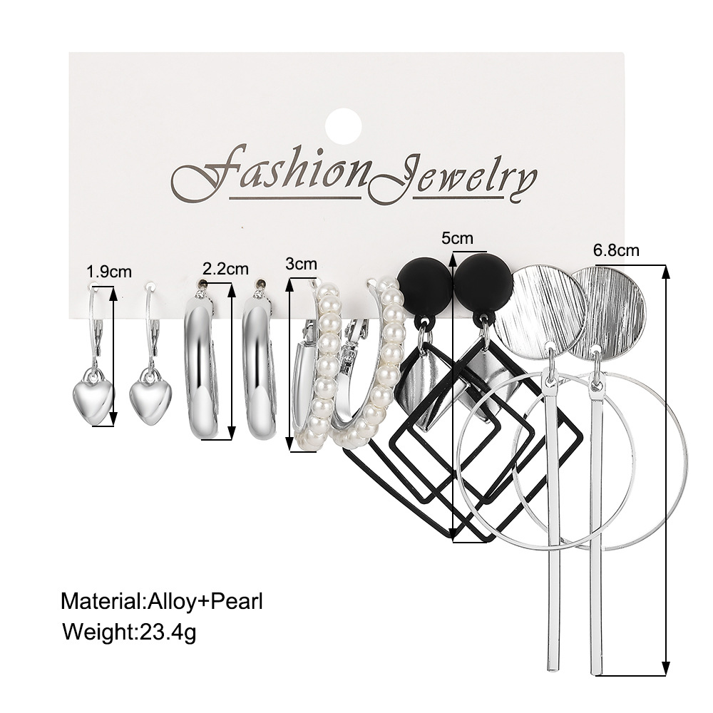 Cross-border supply of new triangular diamond-shaped circular stud earrings from Europe and America, creative retro and fashionable alloy earrings details Picture