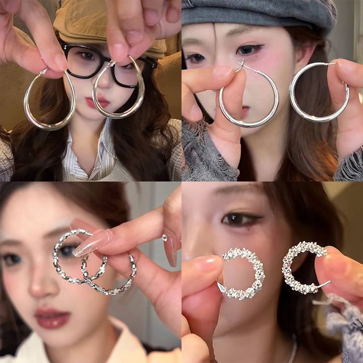 925 Silver Needle, internet-famous full-diamond super flash zirconia stud earrings, women's niche, high-end, fashionable and versatile earrings and accessories wholesale details Picture