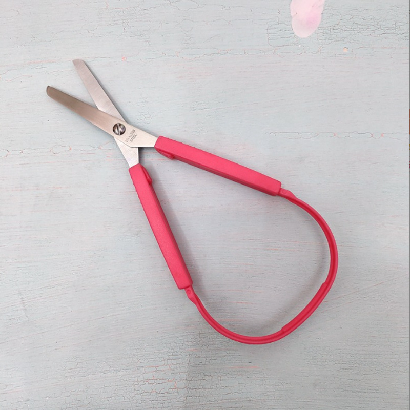 Stainless steel children's safety small scissors, circular student scissors, DIY paper-cutting scissors, elastic children's small scissors, handmade undefined