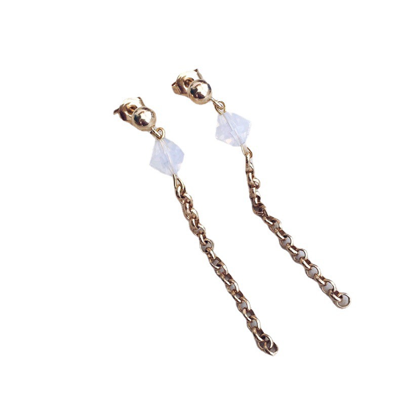 New cross-border minimalist earrings, opal crystal earrings, European and American tassel earrings and stud earrings Item Picture