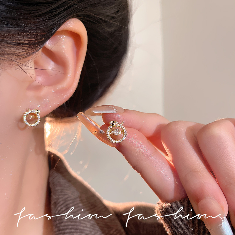 Pearl zircon snake-shaped stud earrings set, women's light luxury, high-end exquisite earrings, niche, versatile, fashionable and elegant earrings Application Scenario