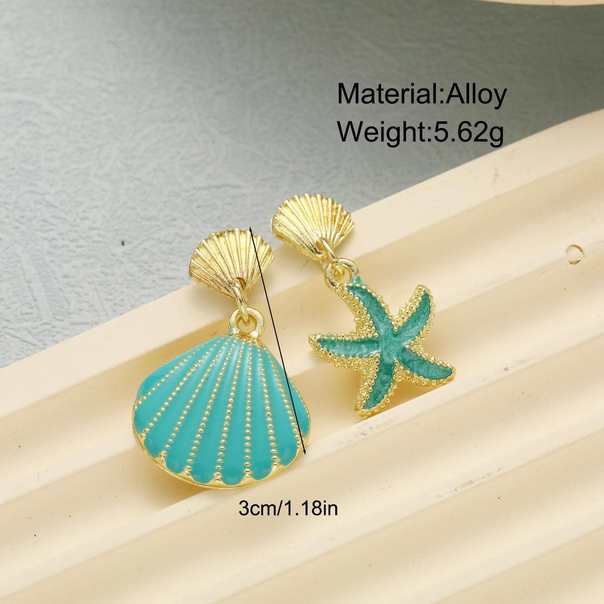 shein's best-selling asymmetrical starfish earrings for summer beach vacations with a European and American oceanic style details Picture