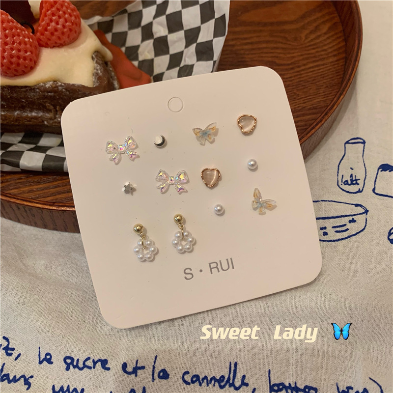Exquisite and compact pearl one-week stud set, mini earrings for women's summer sleep without removing, high-end earrings Specification drawing