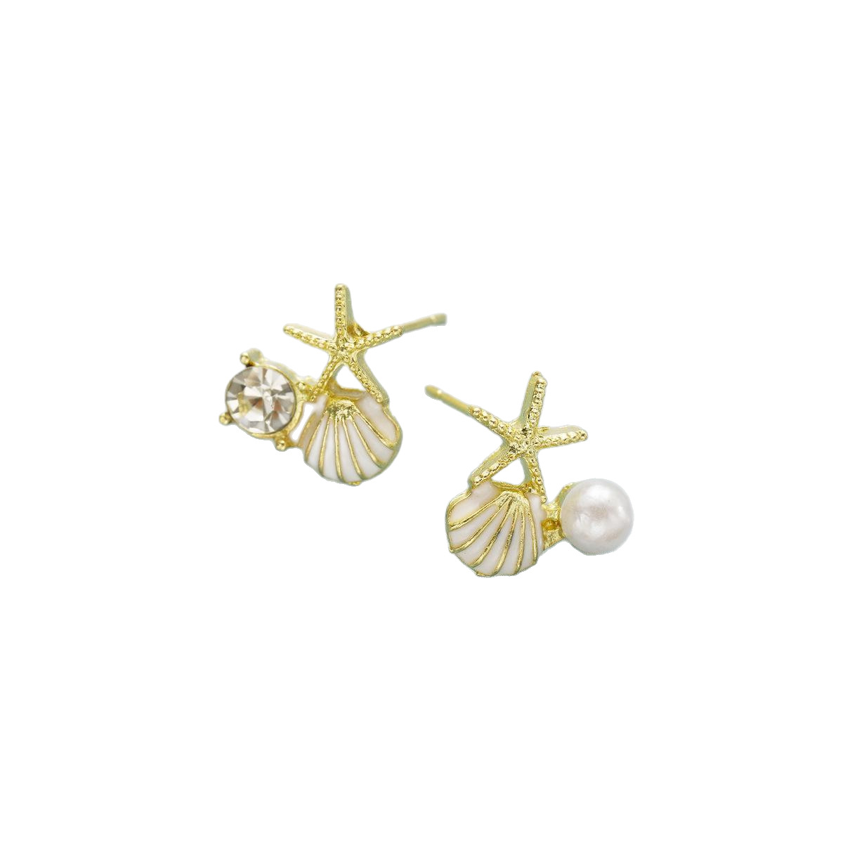 European and American cross-border best-selling design starfish shell dreamy stud earrings, sea creative imitation pearl earrings Item Picture