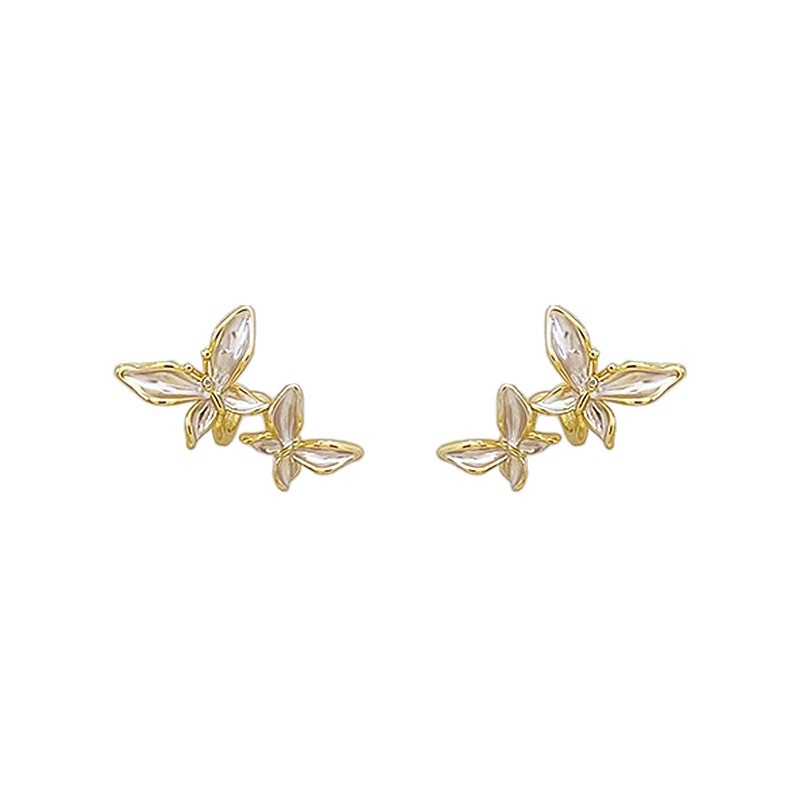 French gentle butterfly stud earrings, a new bestseller in 2025, exude a high-end feel. Women's 925 silver needle earrings, a stylish and elegant accessory Item Picture