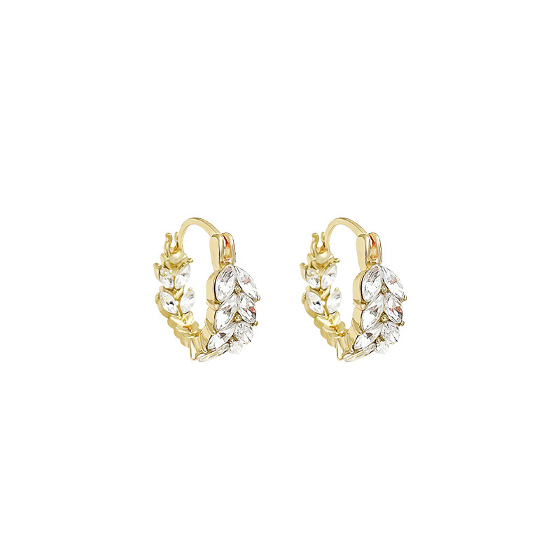 S925 Silver Needle wheat ear Earrings, women's simple and niche ear buckles, high-end and fashionable ring ear studs, wholesale of earrings Item Picture
