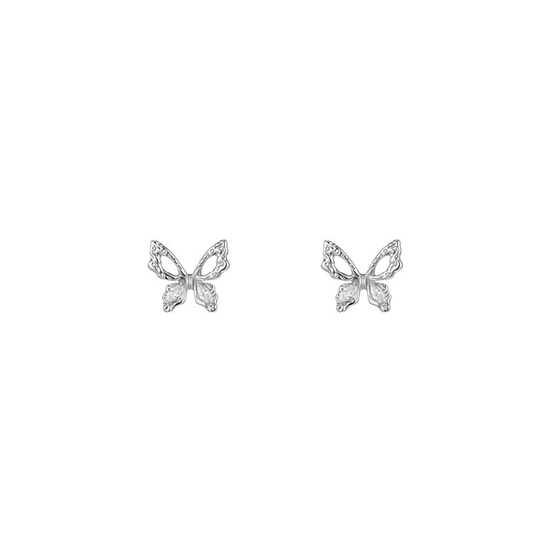 S925 silver needle earrings with a unique design sense, featuring hollowed-out micro-inlaid zircon earrings, are a refreshing and versatile summer earring for girls Item Picture