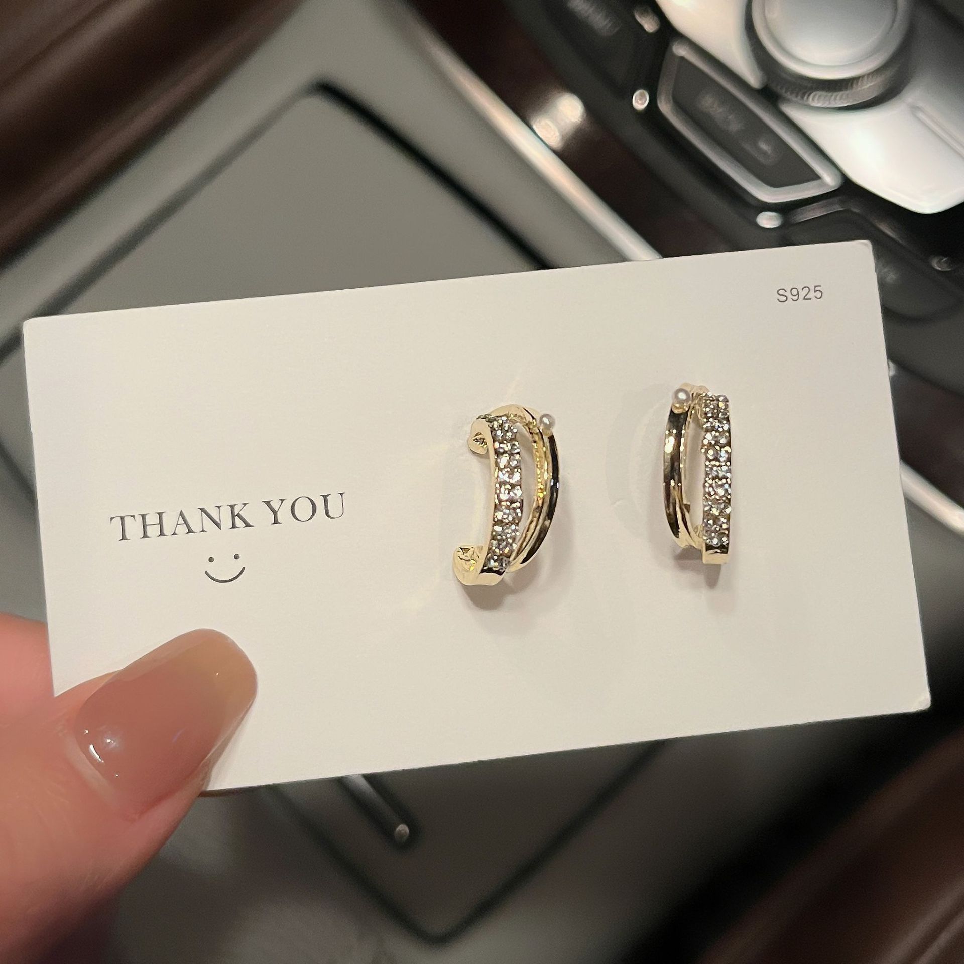 S925 Silver Needle New metal diamond-encrusted double-layer stud earrings and earrings for women with a simple and unique pearl design full figure
