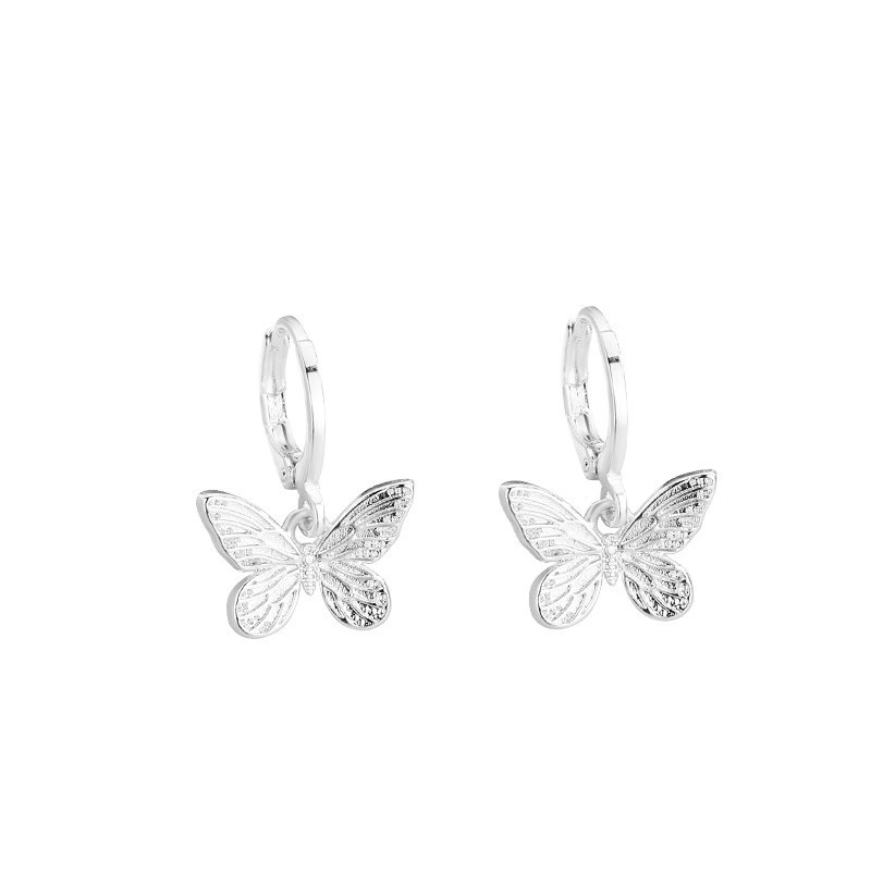 Retro silver butterfly earrings for women, 2025 new bestsellers, light luxury and high-end, unique and elegant ring earrings Item Picture