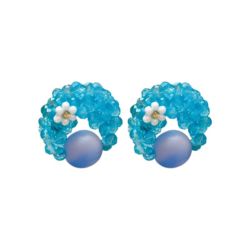 Blue Moon Planet Silver Needle Stud earrings for women, unique design sense, sweet and elegant, niche, exquisite and versatile earrings Item Picture
