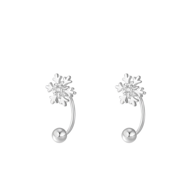 Christmas must-have 925 silver needle snowflake stud earrings for women, no need to remove them while sleeping, daily versatile ear care accessories Item Picture