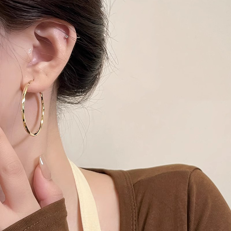 Hong Kong-style retro circular stud earrings, women's light luxury high-end fashion earrings, niche design, unique and versatile earrings Application Scenario