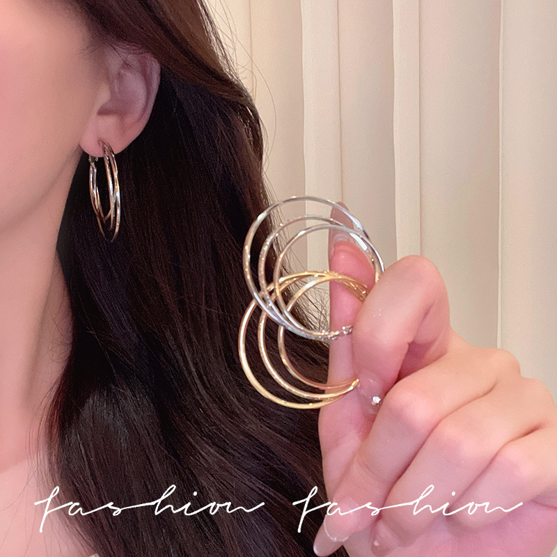 S925 Silver Needle, with a niche design sense, ear rings, and unique stud earrings, is a new trendy and cool style for women, as well as fashionable and exaggerated earrings full figure