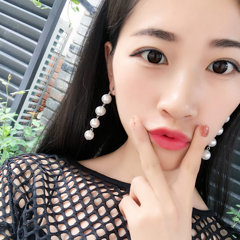 Fashionable and cute pearl tassel long earrings, Korean versatile, simple and elegant earrings, earrings and stud earrings for women Specification drawing
