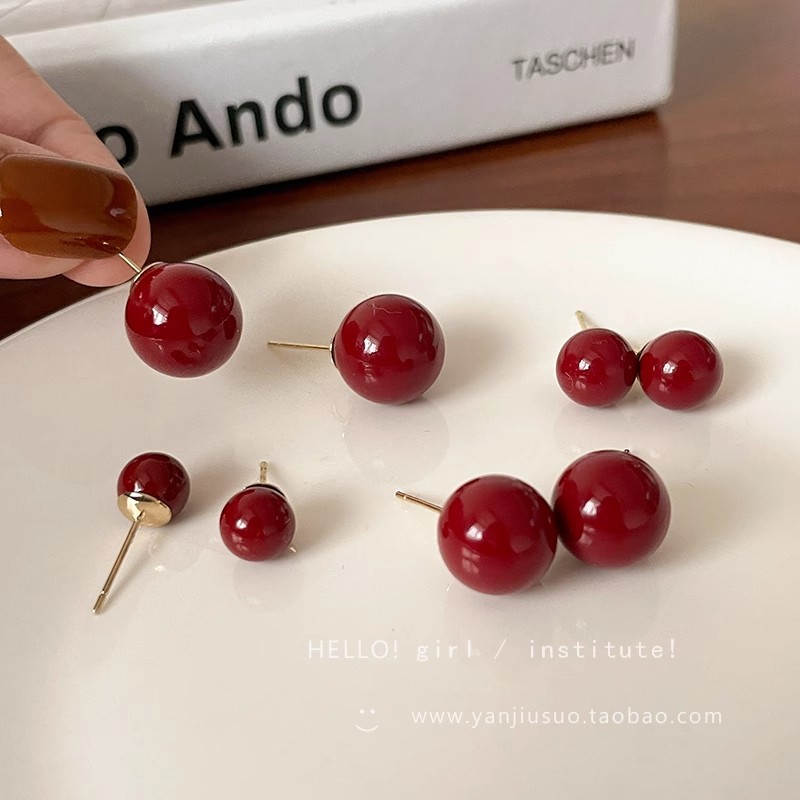 Ankola Red Bean Stud Earrings for women, retro, light luxury, fashionable and versatile earrings. Niche design, high-end and unique earrings Application Scenario