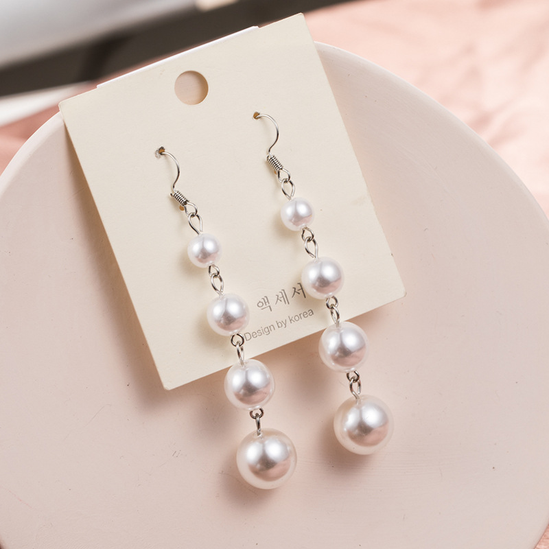 The new earrings are sweet and fresh. The original Suzhou long pearl earrings are trendy on AliExpress Specification drawing