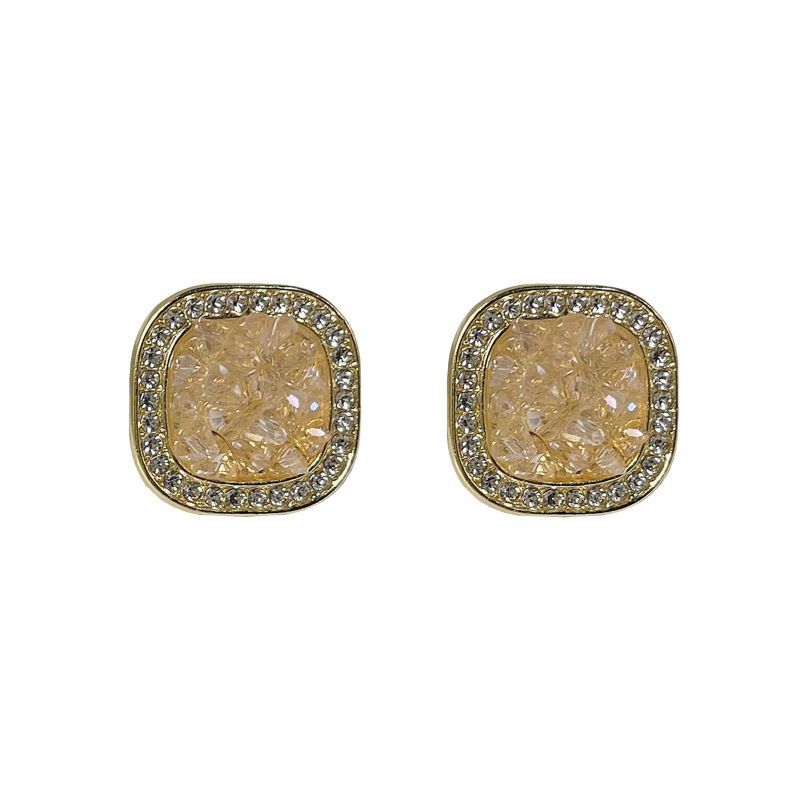 S925 Silver needle retro French square stud earrings for women, simple geometric, trendy style earrings, niche design sense earrings Item Picture