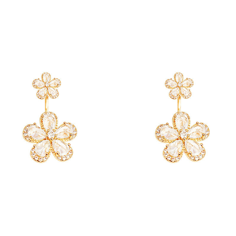 Silver needle flower earrings, with a light luxury and niche design sense, exude a high-end and elegant style. Simple stud earrings, a unique, fashionable and exquisite accessory for women Item Picture