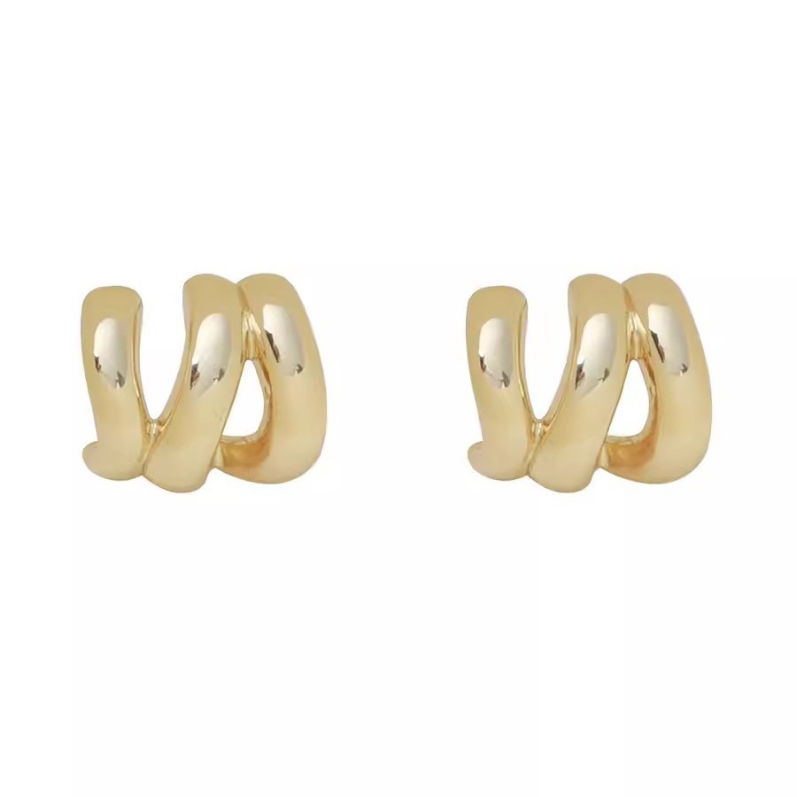 Multi-layer stacked metal earrings with a high-end design sense, commuter ear rings, a unique and niche plain ring for women, and elegant stud earrings Item Picture