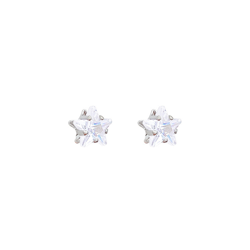 S925 Silver Needle Star Zircon Stud Earrings for Women, small and exquisite, no need to remove earrings for sleeping, high-end feel, ear piercing and ear sticks Item Picture