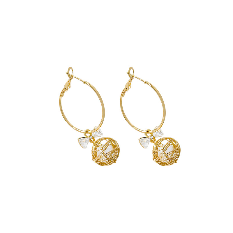 High-end design sense zircon bow diamond ball ear hook light luxury earrings, Korean Internet celebrity style ear buckles and earrings for women Item Picture