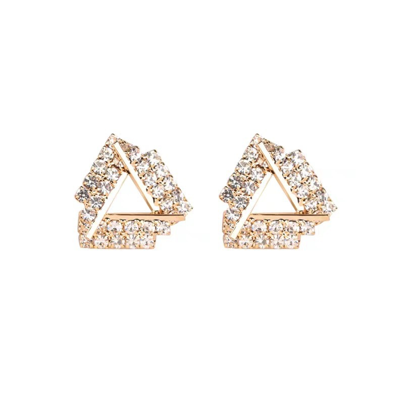 S925 Silver Needle rhinestone triangular Stud Earrings for women, Korean style, niche earrings, trendy women's earrings, the same style as Internet celebrities Item Picture