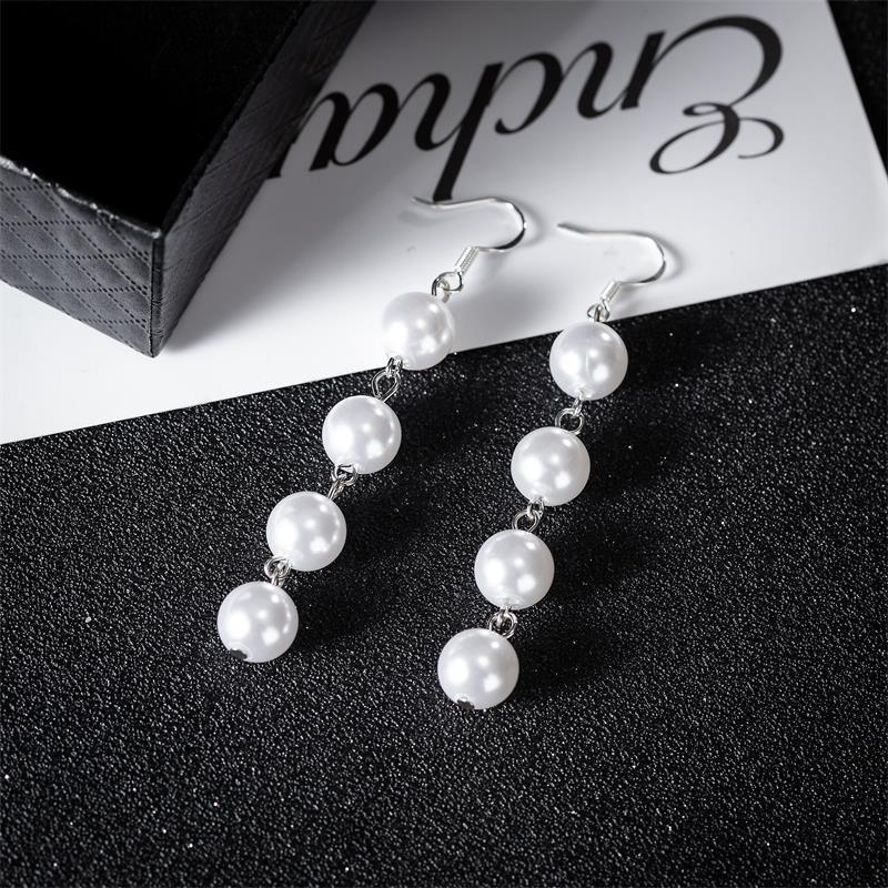 New 925 silver pearl earrings for women, long and trendy, Korean-style, versatile and simple for round faces details Picture