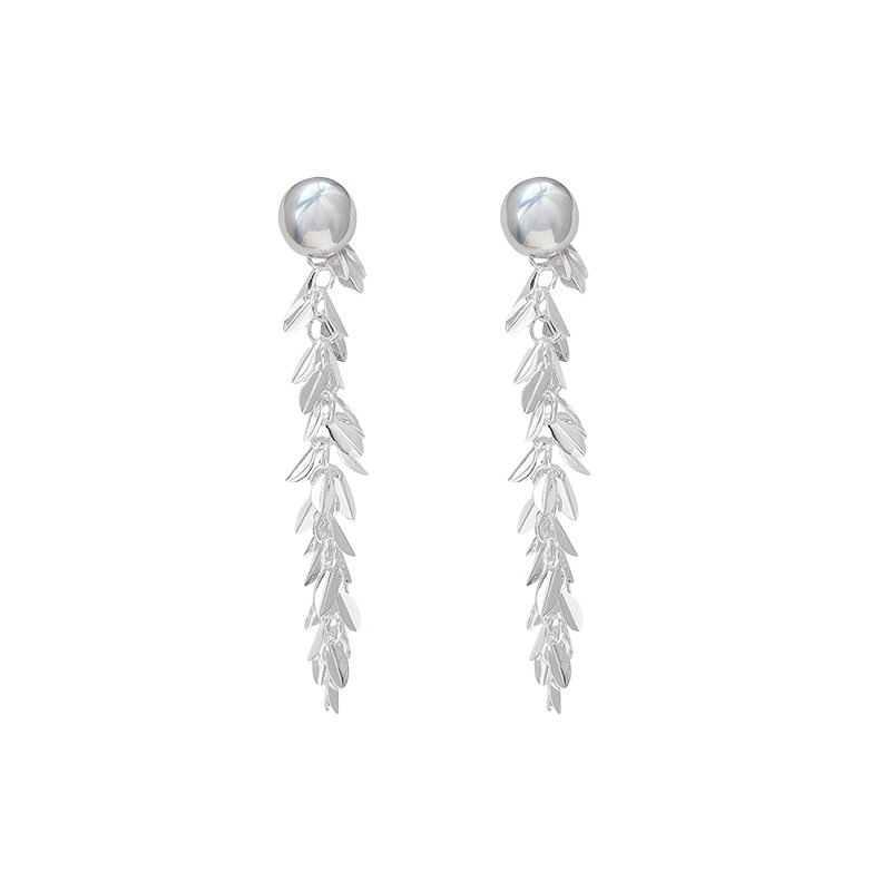 Wavy wheat ears, Japanese mixed style, long tassel stud earrings, women's niche design, high-end sense earrings, exquisite and elegant earrings Item Picture