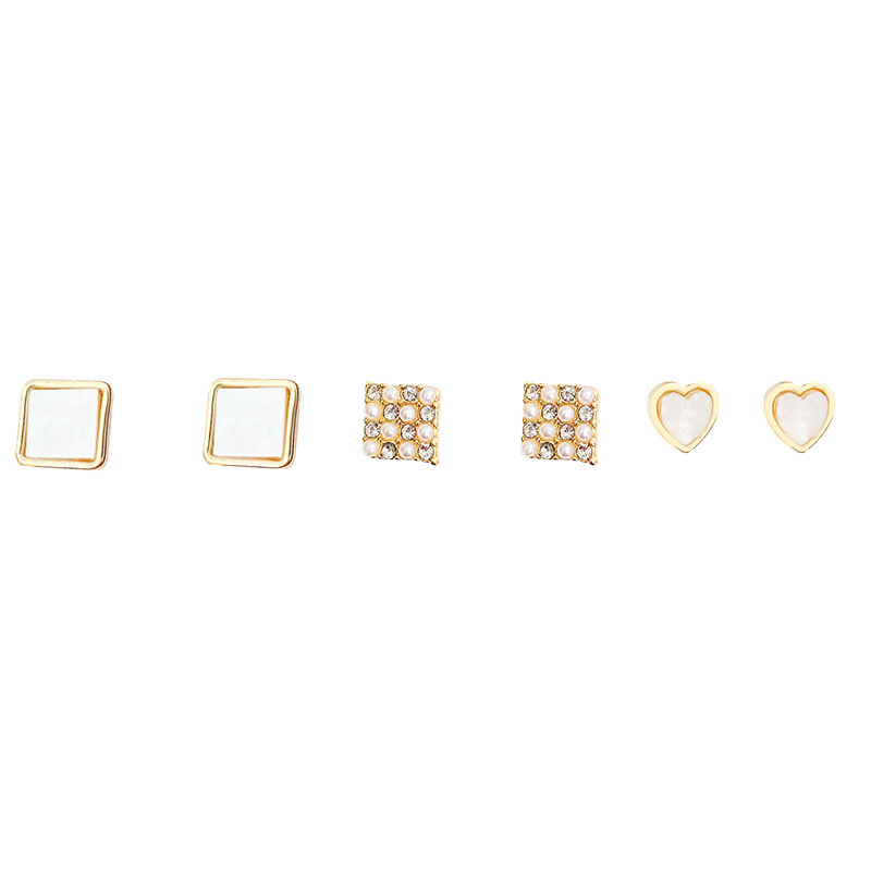 Exquisite geometric square set ear studs 2023 New style elegant lady round face earrings Hong Kong style high-end earrings for women Item Picture