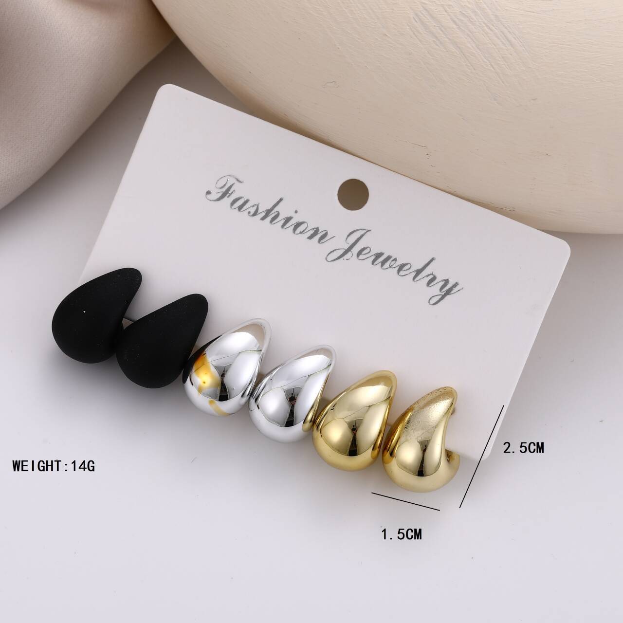 A simple and ins women's earring set of 3 pieces of multi-color, niche mini comma teardrop earrings that are popular across borders from Europe and America details Picture
