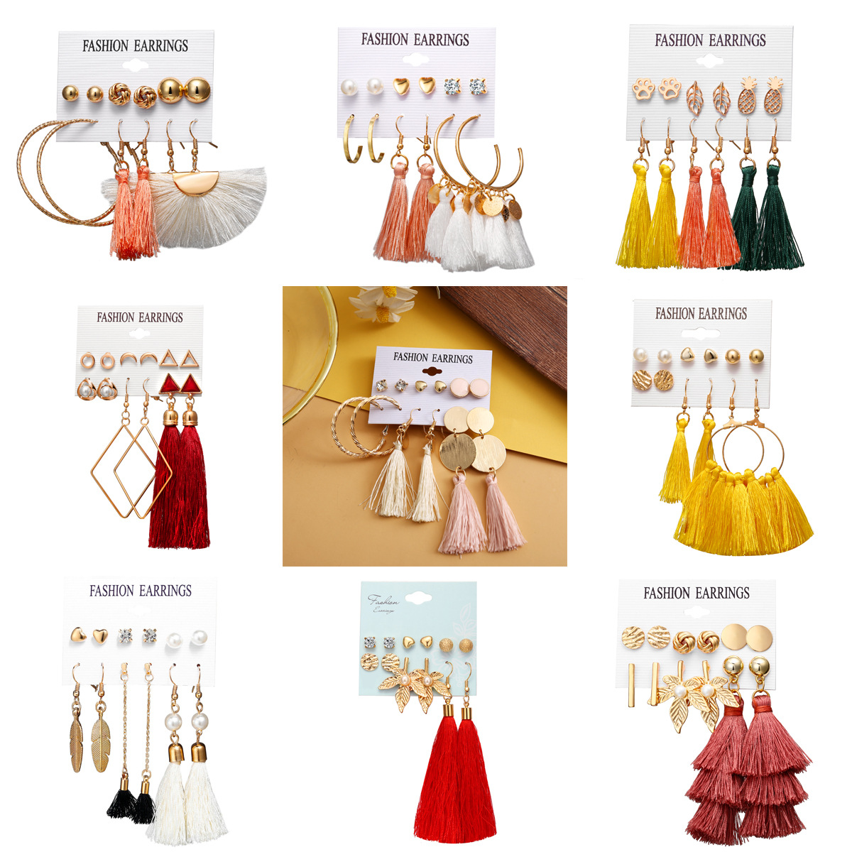 Han Zhishang Cross-border Earrings: New European and American creative tassel earrings for women, Bohemian-style flower earrings for women full figure