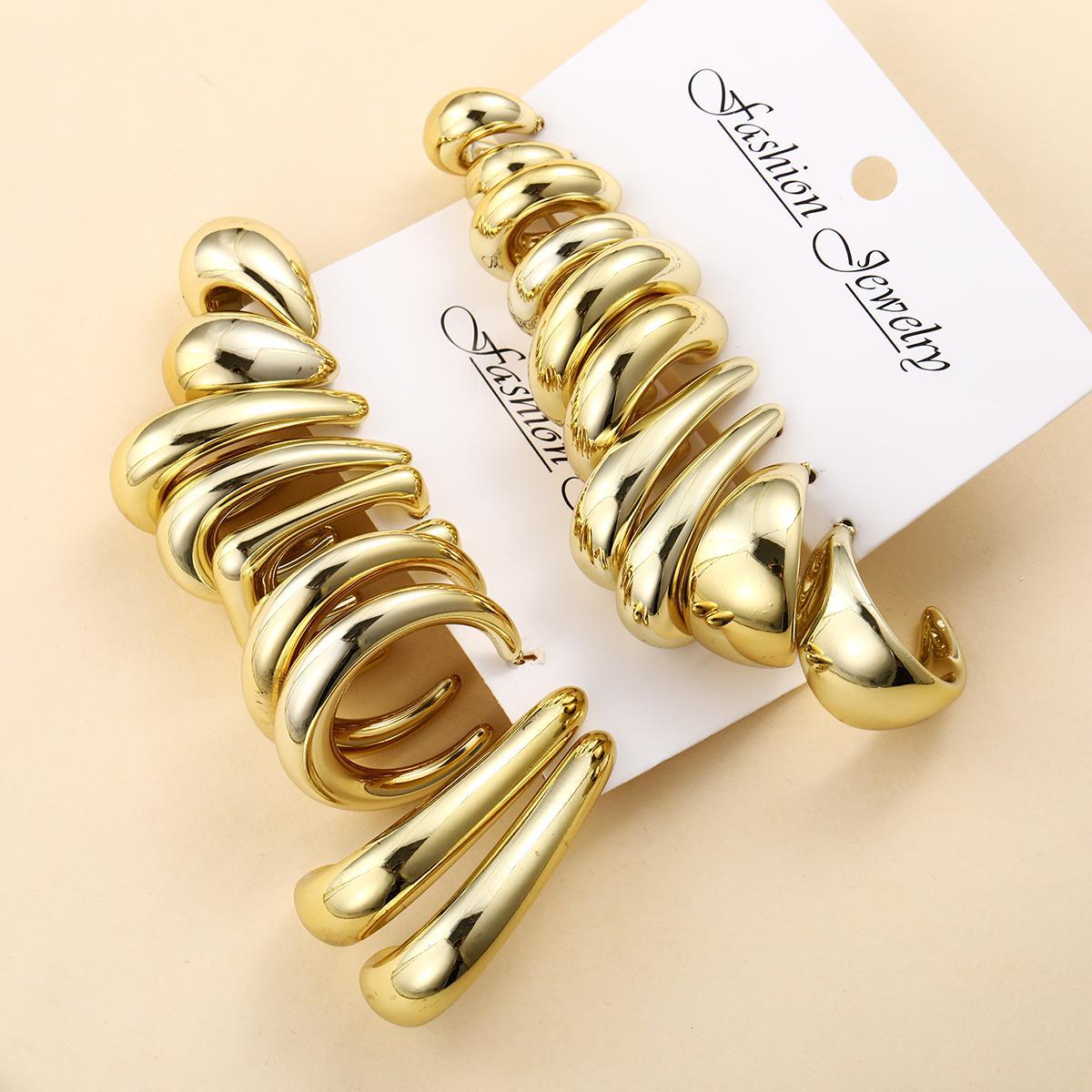 Cross-border best-selling accessory earring set for women, European and American fashion, commuting style, CCB geometric combination earrings wholesale Specification drawing