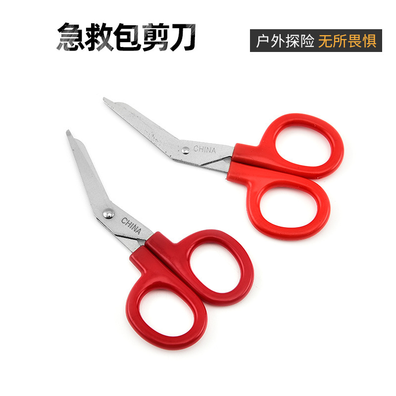 Wholesale small stainless steel elbow gauze scissors, first aid kit accessories, multi-purpose scissors for home use details Picture