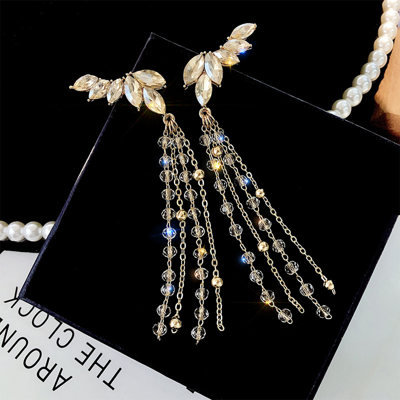 Angel Wings Long tassel Earrings s925 Silver needle Earrings, a unique, exaggerated and fashionable new style for trendy girls full figure