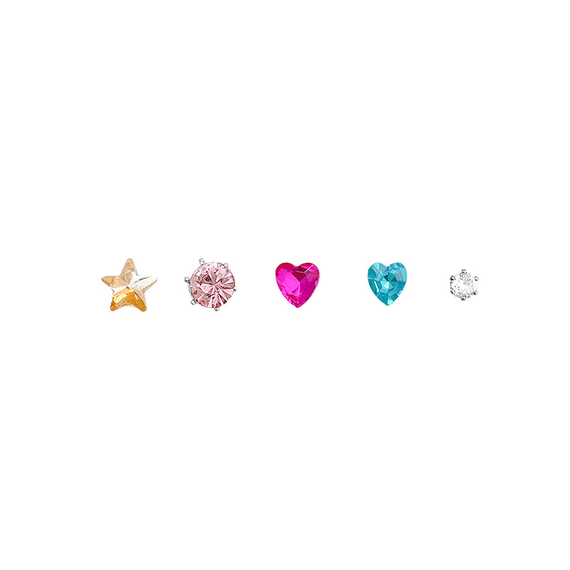 S925 Silver Needle Ear Care Girl Color Pink Diamond Set, zirconia Simple Ear Bone Stud, no need to remove earrings when sleeping Item Picture